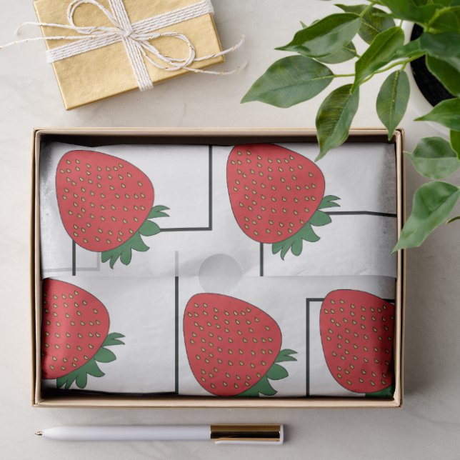 Papier Mousseline Rayures Chevron Fraise (Cadeau)