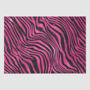 Papier Mousseline Rayures de tigre élégantes rose chaud et noir pail
