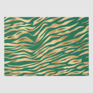 Papier Mousseline Rayures de tigre sauvage vert et or élégant Safari