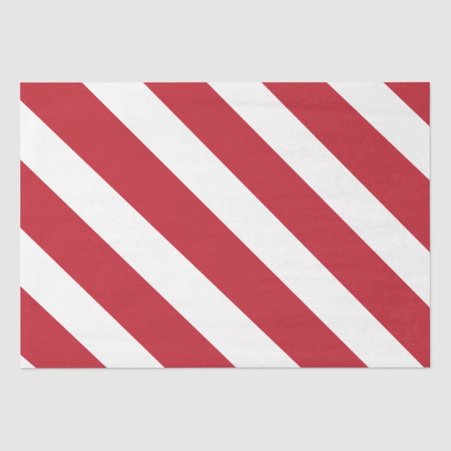 Papier Mousseline Rayures diagonales rouges et blanches  (Recto)