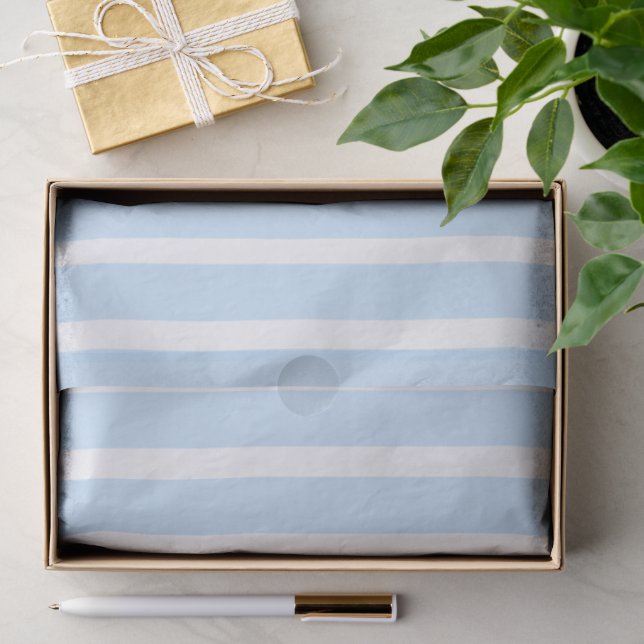 Papier Mousseline Rayures fines bleu clair (Cadeau)