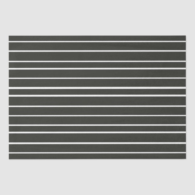 Papier Mousseline Rayures horizontales noir et blanc  (Recto)