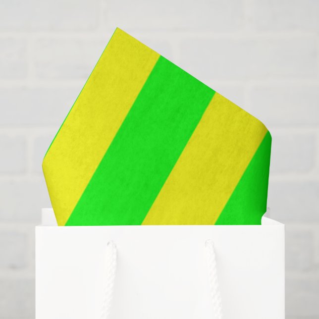 Papier Mousseline Rayures jaune citron et vert citron  (Sac cadeau)