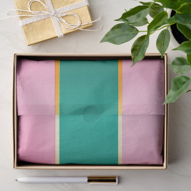 Papier Mousseline Rayures Modernes Rose et Vert Incroyables (Cadeau)