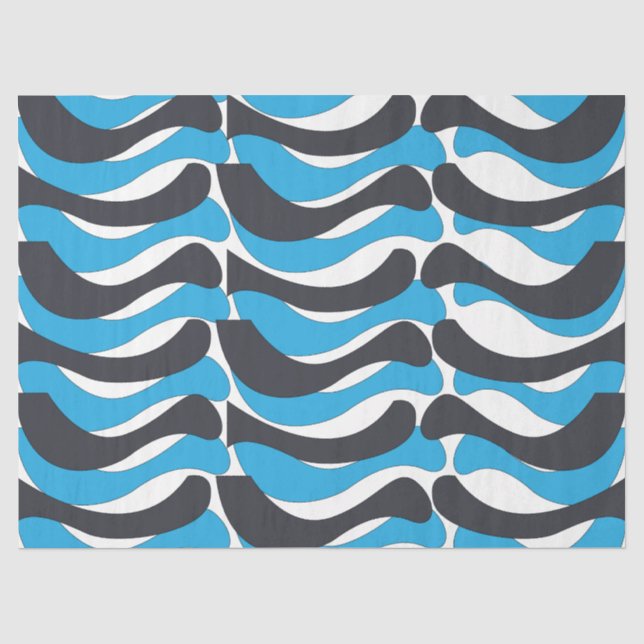 Papier Mousseline Rayures ondulées gris bleu (Recto)