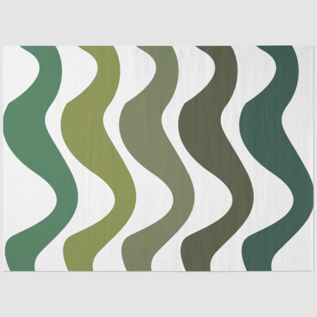 Papier Mousseline Rayures ondulées vertes (Recto)