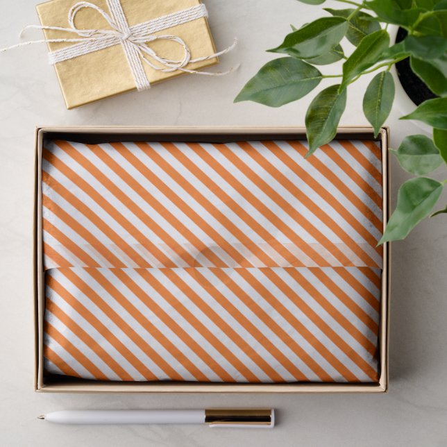 Papier Mousseline Rayures orange et blanc (Cadeau)