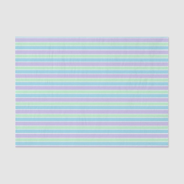 Papier Mousseline Rayures pastel violet, vert et bleu (Recto)