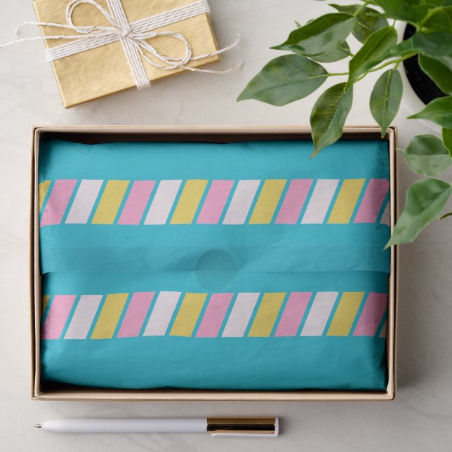 Papier Mousseline Rayures Rétro 80 (Cadeau)
