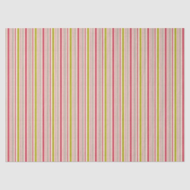 Papier Mousseline Rayures roses et vertes  (Recto)