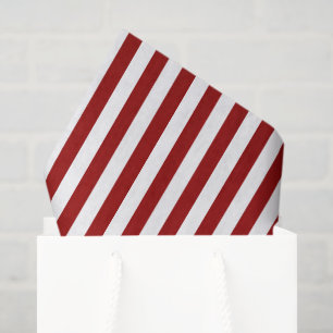 Papier Mousseline Rayures rouge-foncé et blanches
