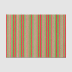 Papier Mousseline Rayures rouges, blanches et vertes