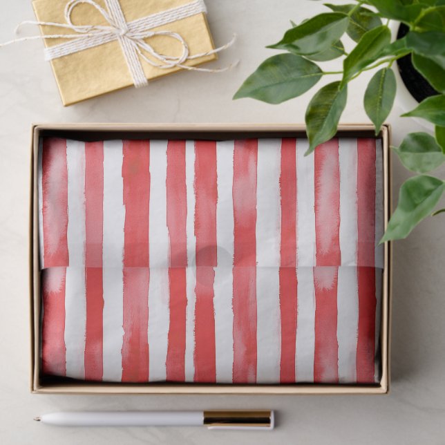 Papier Mousseline Rayures Rouges Blanches Noël (Cadeau)