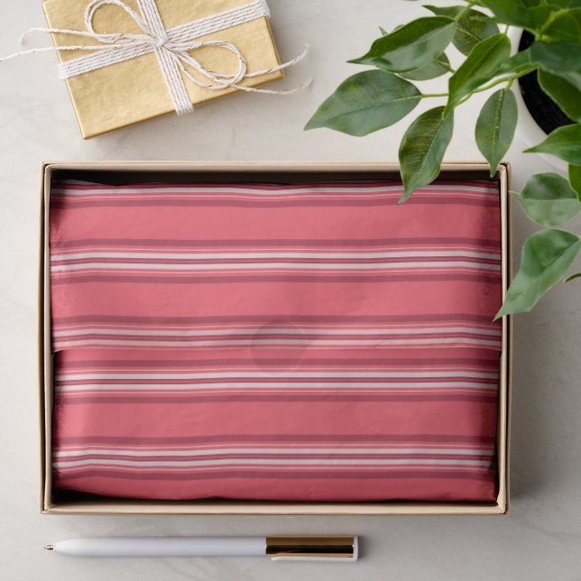 Papier Mousseline Rayures Rouges Classiques Intemporelles (Cadeau)