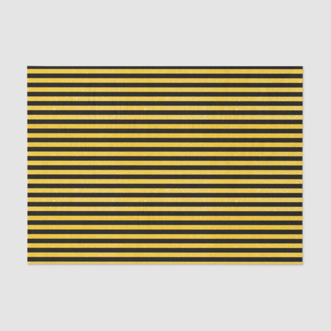 Papier Mousseline Rayures scintillantes noires et jaunes (Recto)