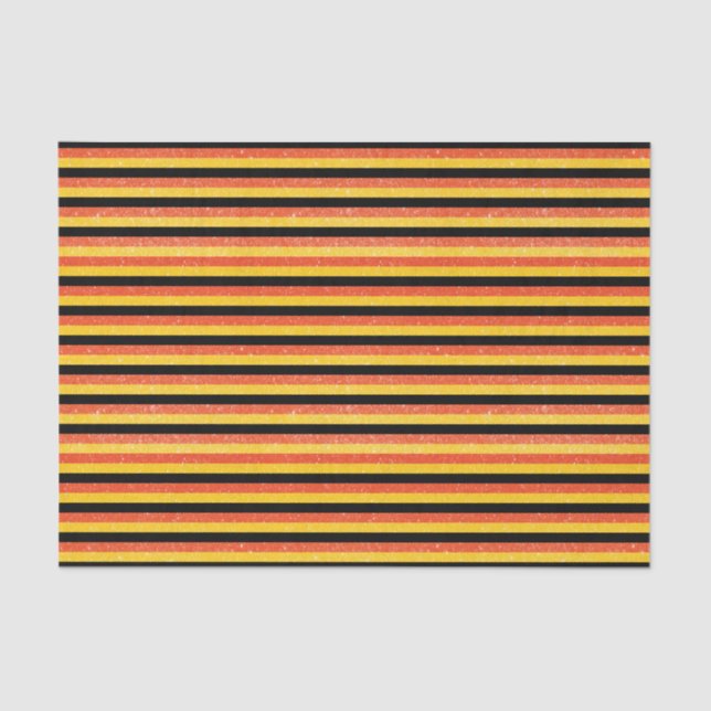 Papier Mousseline Rayures scintillantes oranges, jaunes et noires (Recto)