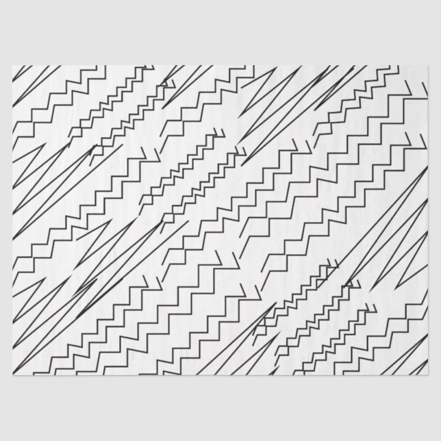 Papier Mousseline Rayures Zigzag Chevron Noir et Blanc (Recto)