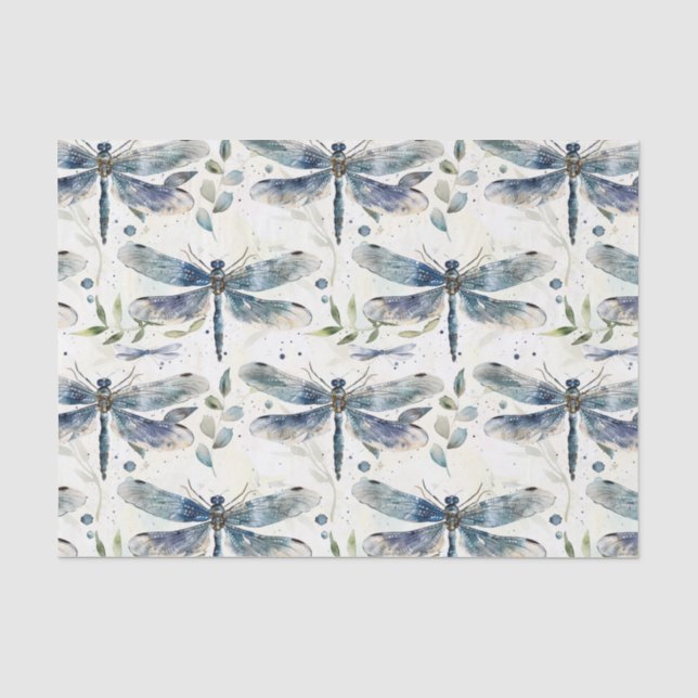 Papier Mousseline Reception de mariage des libellules bleues (Recto)