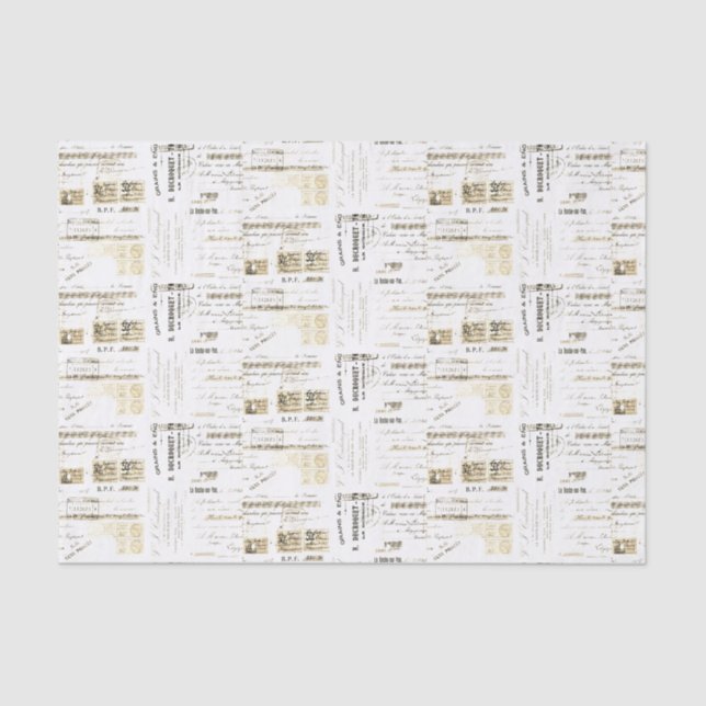 Papier Mousseline Réception française Sepia vintage (Recto)