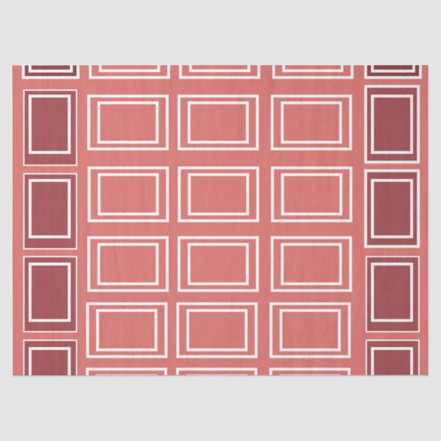 Papier Mousseline Rectangle rouge blanc Carré géométrique (Recto)