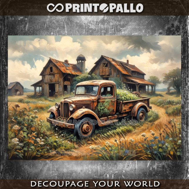 Papier Mousseline Récupération rouillée abandonnée dans le paysage r (Créateur téléchargé)