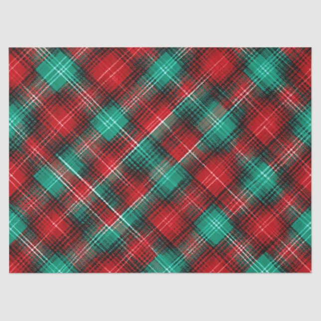 Papier Mousseline Red and green holiday plaid (Recto)