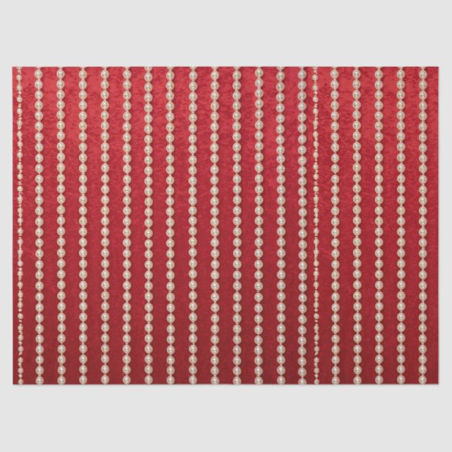 Papier Mousseline Red and White Velvet-Look Pearl (Recto)