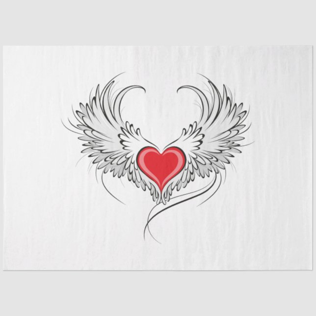 Papier Mousseline Red Angel Coeur avec ailes (Recto)
