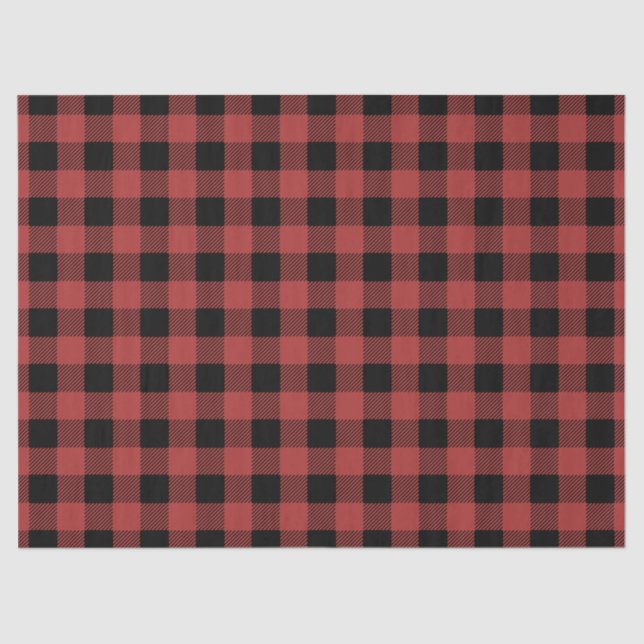 Papier Mousseline Red Black Buffalo Plaid  Gingham Lumberjack (Recto)
