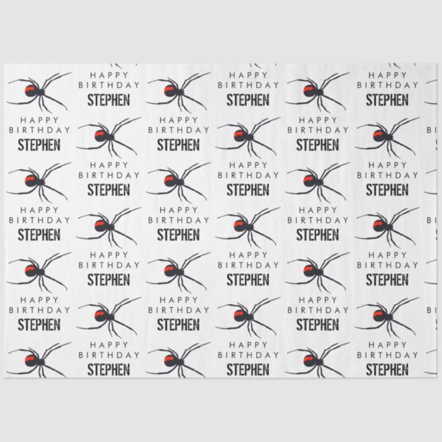 Papier Mousseline Red & Black Spider Fête d'anniversaire Thème et no (Recto)