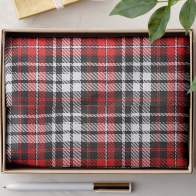 Papier Mousseline Red Black White Plaid Tartan Pattern Design  (Créateur téléchargé)