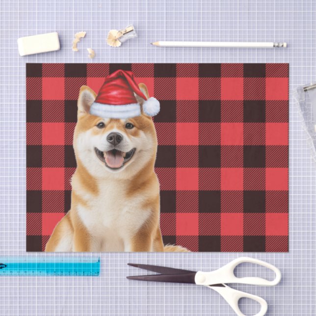 Papier Mousseline Red Buffalo Plaid Christmas Akita Dog Holiday (Artisanat)