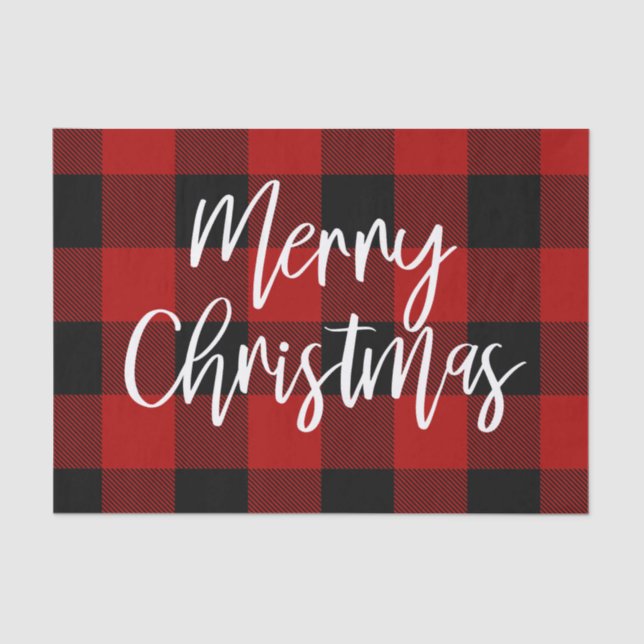 Papier Mousseline Red Buffalo Plaid & Joyeux Noël |Nom personnel (Recto)