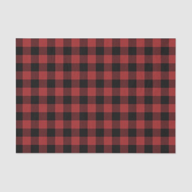 Papier Mousseline Red Buffalo Plaid Motif Christmas Cadeau (Recto)