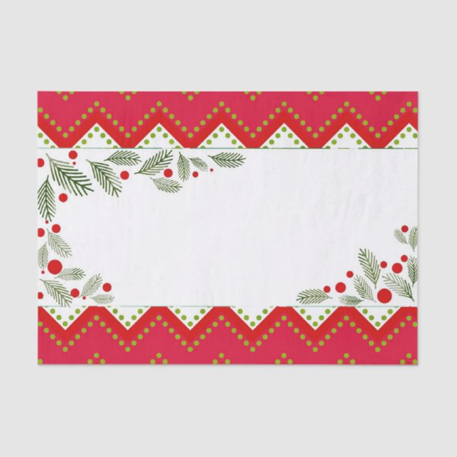 Papier Mousseline Red Chevron Vacances verdure Joyeux Noël (Recto)