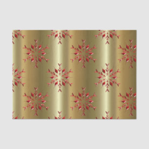Papier Mousseline Red Christmas Stars on Gold