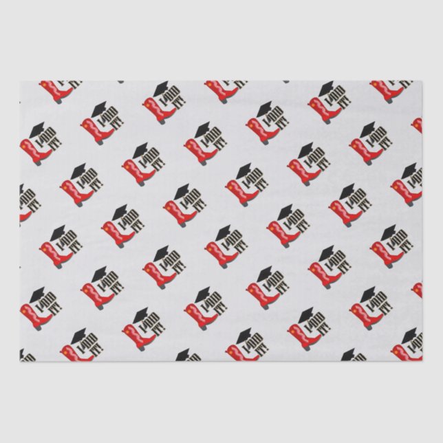 Papier Mousseline Red Cowboy Boot Grad Casquette et diplôme (Recto)