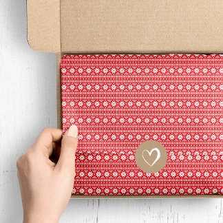 Papier Mousseline Red Fair Isle Motif de Noël