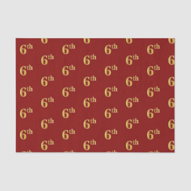 Papier Mousseline Red, Faux Gold 6th (Sixième) Event Tissue Paper (Recto)