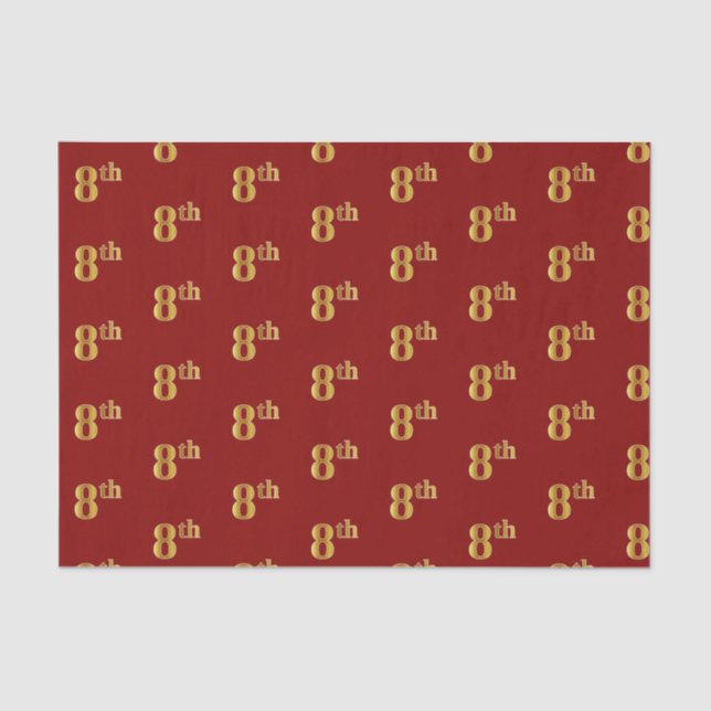 Papier Mousseline Red, Faux Gold 8th (Huitième) Event Tissue Paper (Recto)