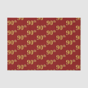 Papier Mousseline Red, Faux Gold 90th (Ninetieth) Event Tissue Paper
