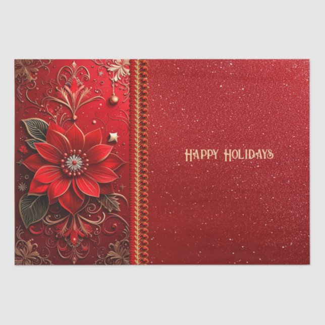 Papier Mousseline Red Flower Holiday Tissue Paper (Recto)