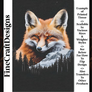 Papier Mousseline Red Fox & Mountain Landcape CE3 Découpage