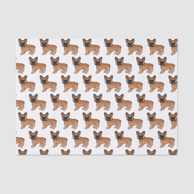Papier Mousseline Red French Bulldog mignon Motif de dessin animé ch (Recto)