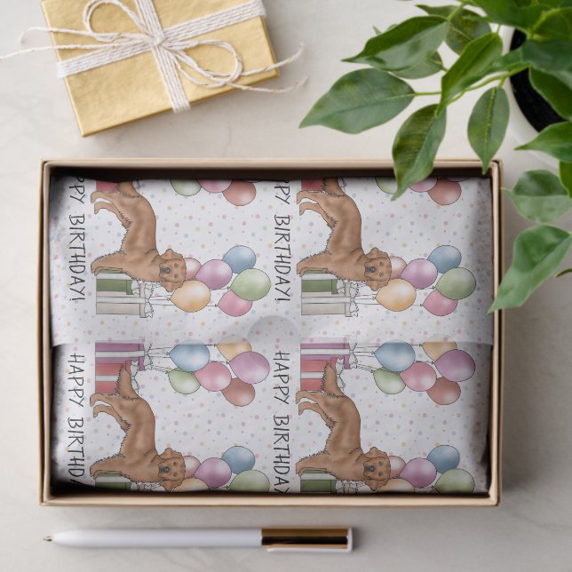 Papier Mousseline Red Golden Retriever Chien coloré Joyeux anniversa (Cadeau)