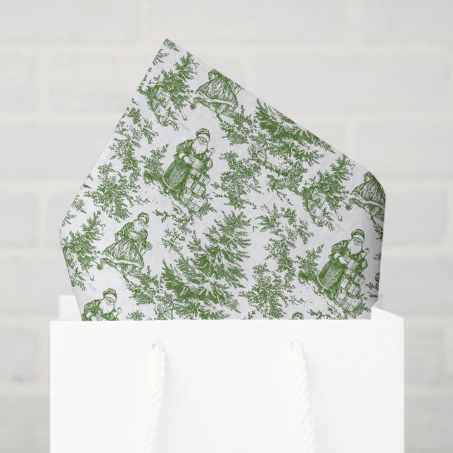 Papier Mousseline Red & Green Christmas Santa Toile (Sac cadeau)