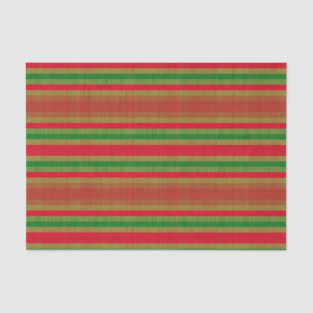 Papier Mousseline Red Green Gold Stripes (Recto)