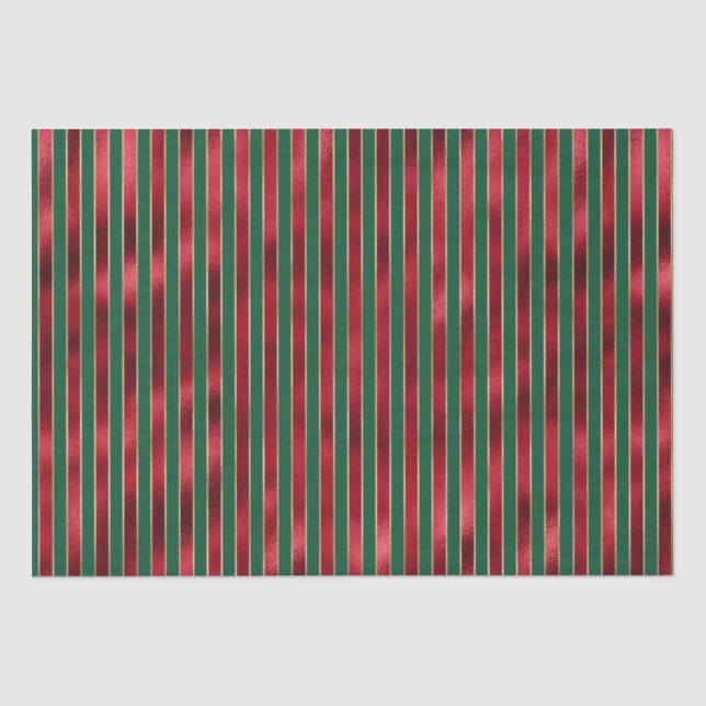 Papier Mousseline Red Green Gold Stripes (Recto)