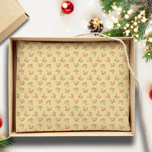 Papier Mousseline Red Green Kitschy Vintage Holly Berry Noël