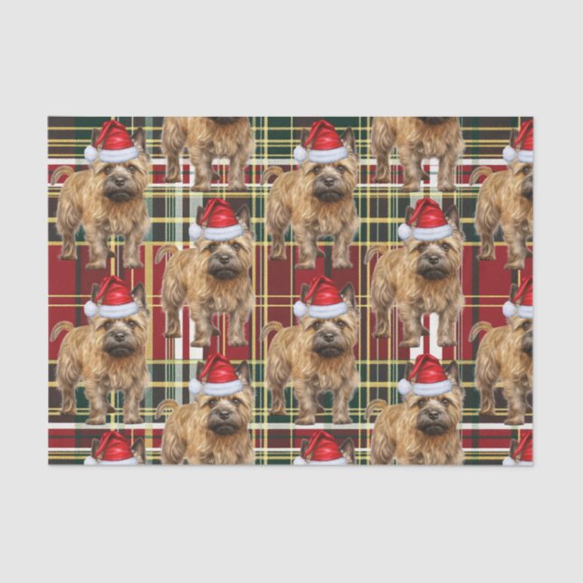 Papier Mousseline Red Green Plaid Cairn Terrier Noël (Recto)